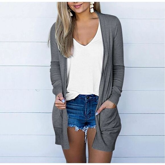 Women Lightweight Long Sleeve Solid Color Cardigan medium - Picture 1 of 7